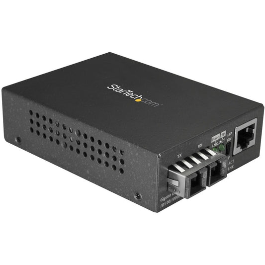 StarTech.com Convertisseur de média Ethernet multimode SC à fibre optique - Pont fibre optique Gigabit 1000BASE-SX vers cuivre - Réseau 10/100/1000 - 550 m MCMGBSCMM055