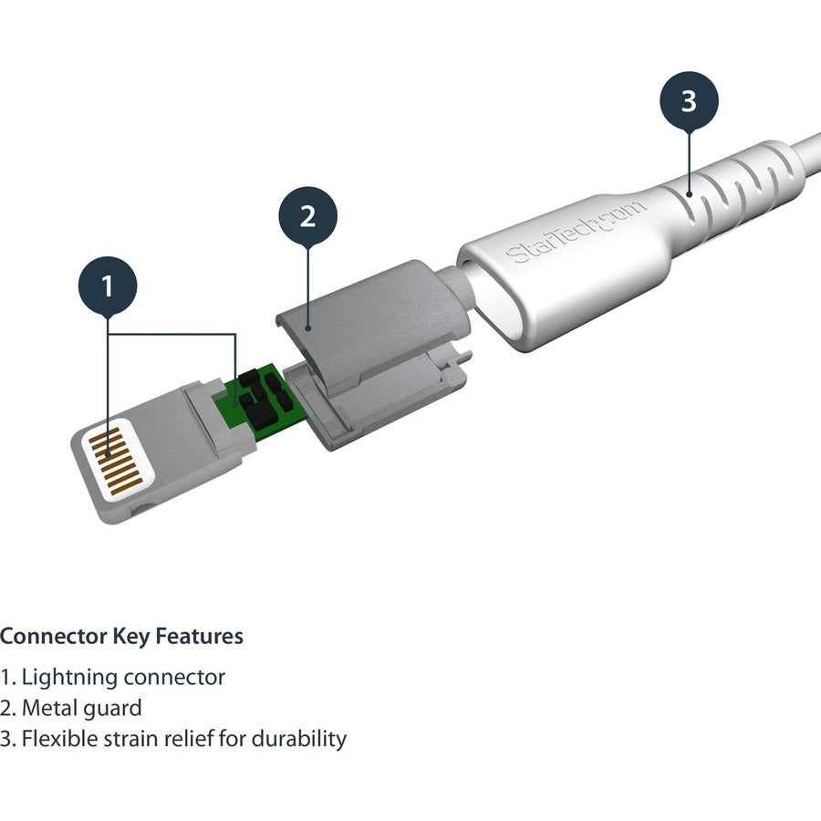 Câble USB-A vers Lightning durable de 1 m de StarTech.com, câble de charge/synchronisation robuste et résistant pour Apple iPhone/iPad certifié MFi RUSBLTMM1M