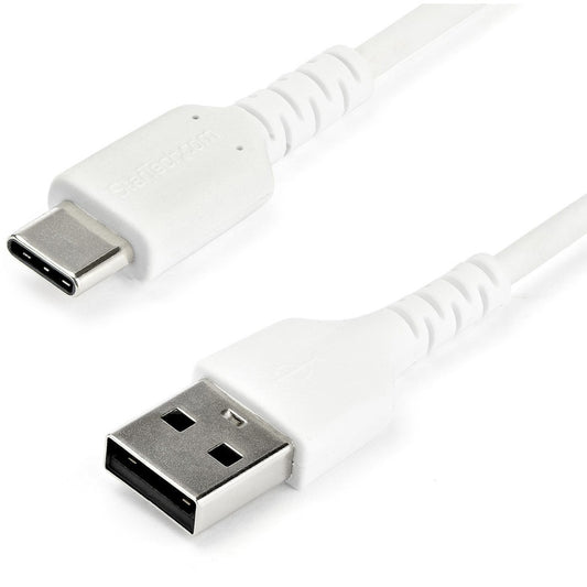 Câble de charge USB A vers USB C de 2 m de StarTech.com - Câble de données USB 2.0 vers USB Type C de charge et de synchronisation rapide et durable - Fibre aramide M/M 3A Blanc RUSB2AC2MW