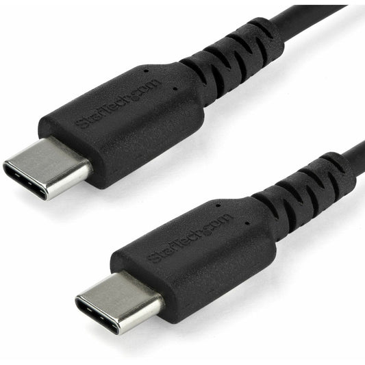 Câble de charge USB C StarTech.com de 1 m - Câble de charge et de synchronisation rapide et durable USB 2.0 Type C vers C - Gaine TPE Fibre d'aramide M/M 60 W Noir RUSB2CC1MB