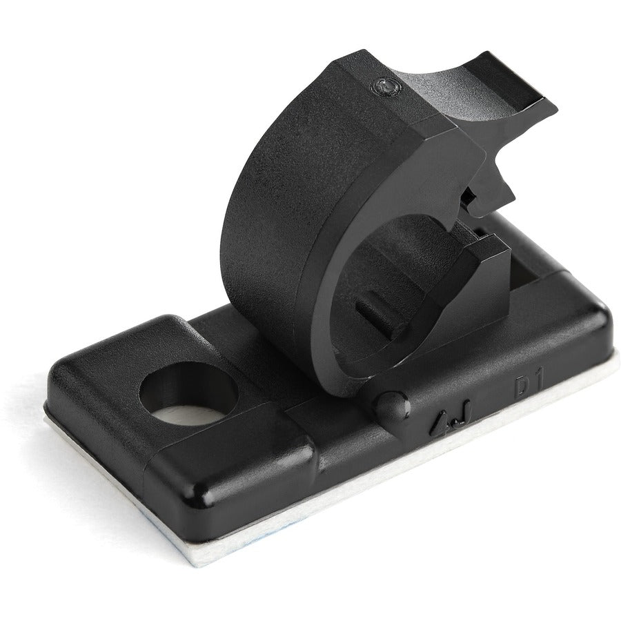 StarTech.com Lot de 100 clips de gestion de câbles auto-adhésifs - Organiseur de câbles Ethernet/réseau/bureau - Support/pince de câble adhésif noir CBMCC1