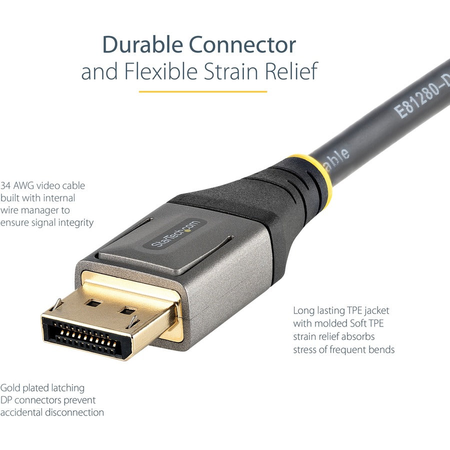 Câble DisplayPort 1.4 certifié VESA StarTech.com de 3 m, 8K 60 Hz HDR10, vidéo UHD 4K 120 Hz, cordon d'écran DP vers DP, câble DP 1.4, M/M DP14VMM3M