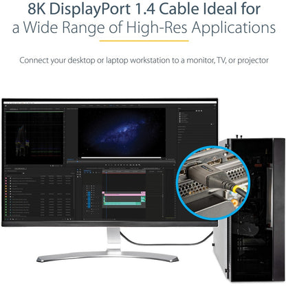 Câble DisplayPort 1.4 certifié VESA StarTech.com de 3 m, 8K 60 Hz HDR10, vidéo UHD 4K 120 Hz, cordon d'écran DP vers DP, câble DP 1.4, M/M DP14VMM3M