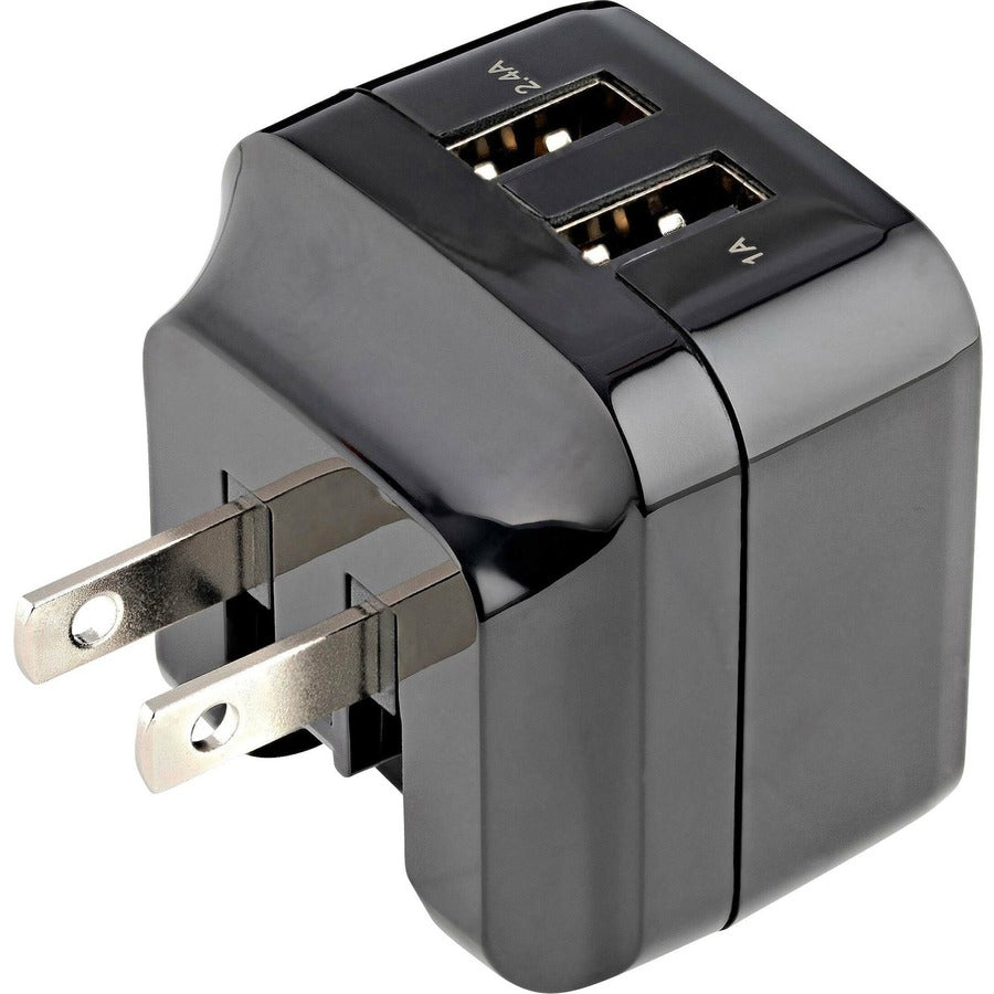 Chargeur mural USB 2 ports StarTech.com, concentrateur de chargeur mural 17 W (port 2,4 A et 1 A), adaptateur d'alimentation double USB-A, chargeur portable pour téléphones/tablettes USB2PACUBK