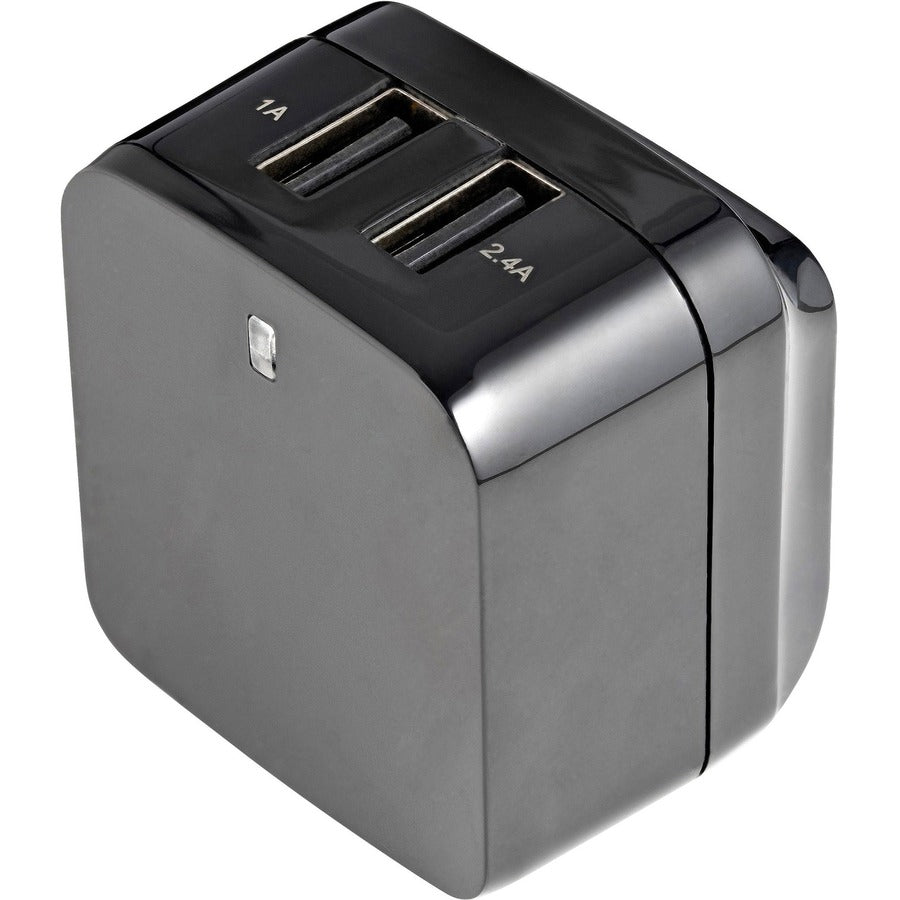 Chargeur mural USB 2 ports StarTech.com, concentrateur de chargeur mural 17 W (port 2,4 A et 1 A), adaptateur d'alimentation double USB-A, chargeur portable pour téléphones/tablettes USB2PACUBK