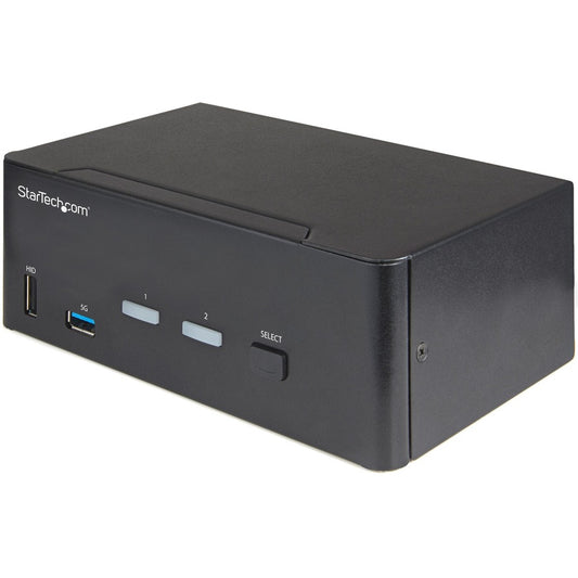 StarTech.com Commutateur KVM HDMI à 2 ports pour deux écrans, 4K 60 Hz HDMI 2.0 UHD HDR, hub USB 3.0 à 2 ports, 4 x USB HID, audio, commutation par raccourci clavier, TAA SV231DHU34K6