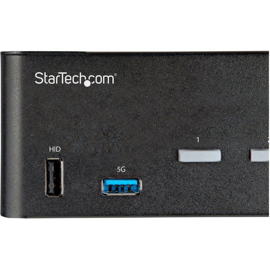 StarTech.com Commutateur KVM HDMI à 2 ports pour deux écrans, 4K 60 Hz HDMI 2.0 UHD HDR, hub USB 3.0 à 2 ports, 4 x USB HID, audio, commutation par raccourci clavier, TAA SV231DHU34K6