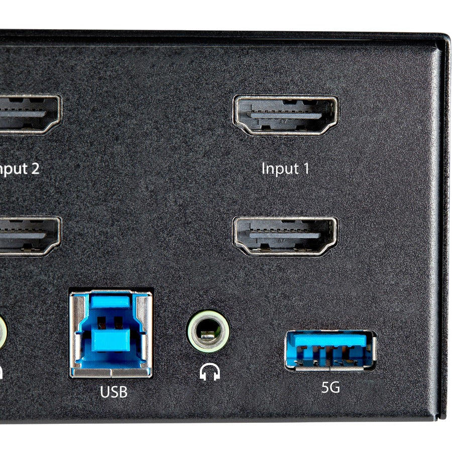 StarTech.com Commutateur KVM HDMI à 2 ports pour deux écrans, 4K 60 Hz HDMI 2.0 UHD HDR, hub USB 3.0 à 2 ports, 4 x USB HID, audio, commutation par raccourci clavier, TAA SV231DHU34K6