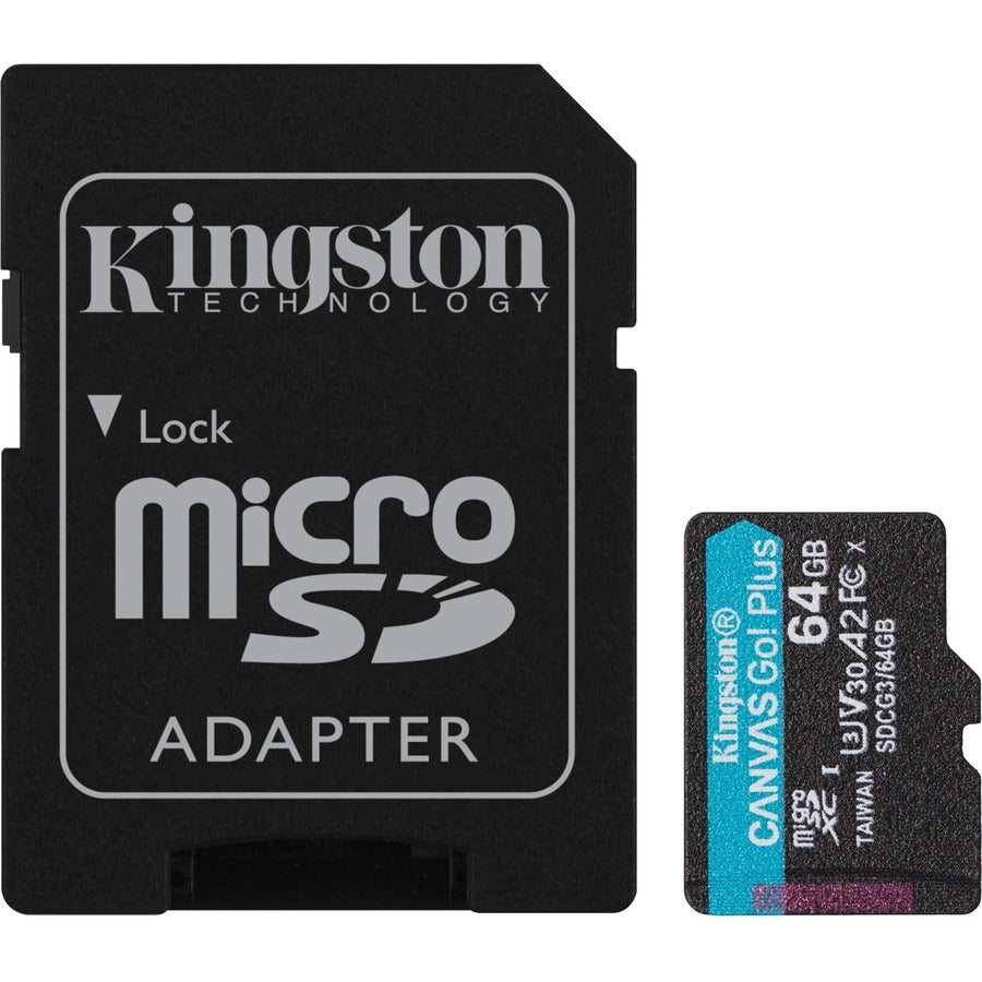 Carte microSDXC Kingston Canvas Go! Plus 64 Go Classe 10/UHS-I (U3) V30 SDCG3/64GBCR