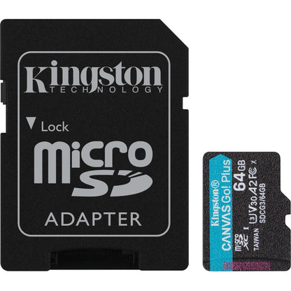 Carte microSDXC Kingston Canvas Go! Plus 64 Go Classe 10/UHS-I (U3) V30 SDCG3/64GBCR