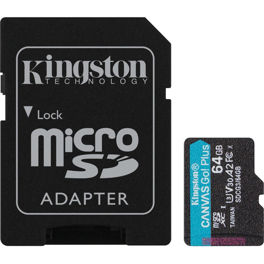 Carte microSDXC Kingston Canvas Go! Plus 64 Go Classe 10/UHS-I (U3) V30 SDCG3/64GBCR